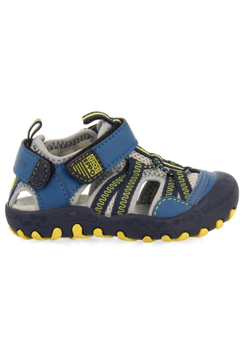 Sandale de piele ecologica cu aspect contrastant CURVELO 27699, Gri/Albastru