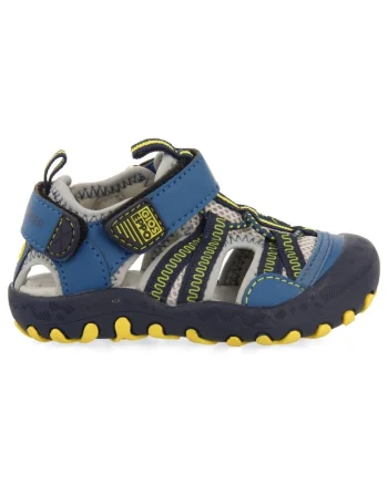 Sandale de piele ecologica cu aspect contrastant CURVELO 27699, Gri/Albastru