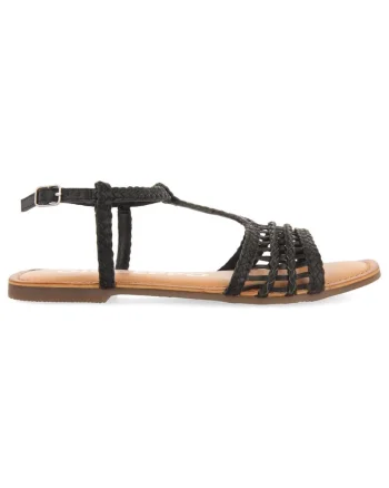 Sandale de piele cu design impletit, Negru