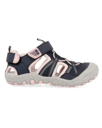 Sandale cu velcro si decupaje Mazatlan 27603, Roz pal/Bleumarin