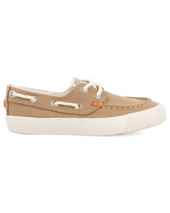 Pantofi boat din material textil, Bej