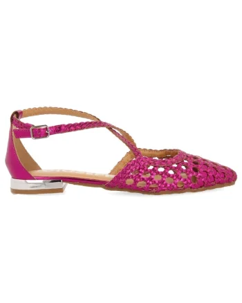 Balerini de piele cu perforatii, Fucsia