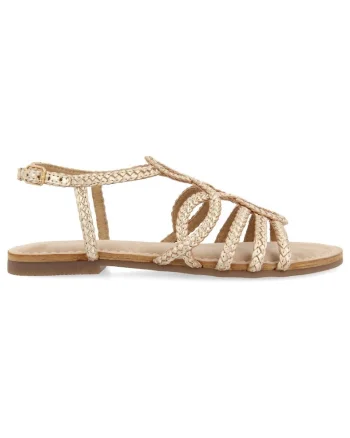 Sandale de piele cu model impletit Yakima, Auriu