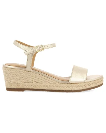 Sandale-espadrile wedge de piele, Auriu