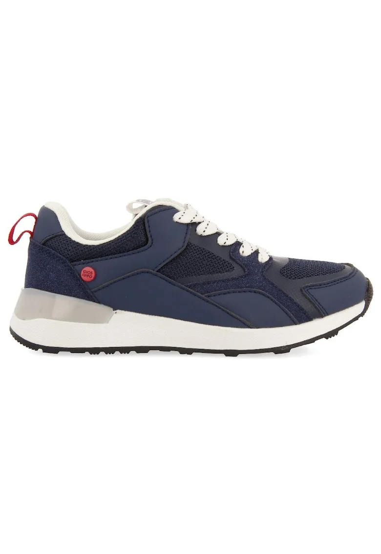 Pantofi sport de piele ecologica cu garnituri de plasa, Bleumarin