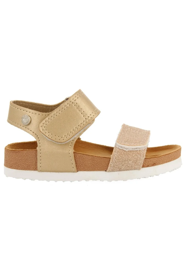 Sandale cu velcro si detalii stralucitoare, Auriu