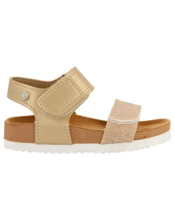 Sandale cu velcro si detalii stralucitoare, Auriu
