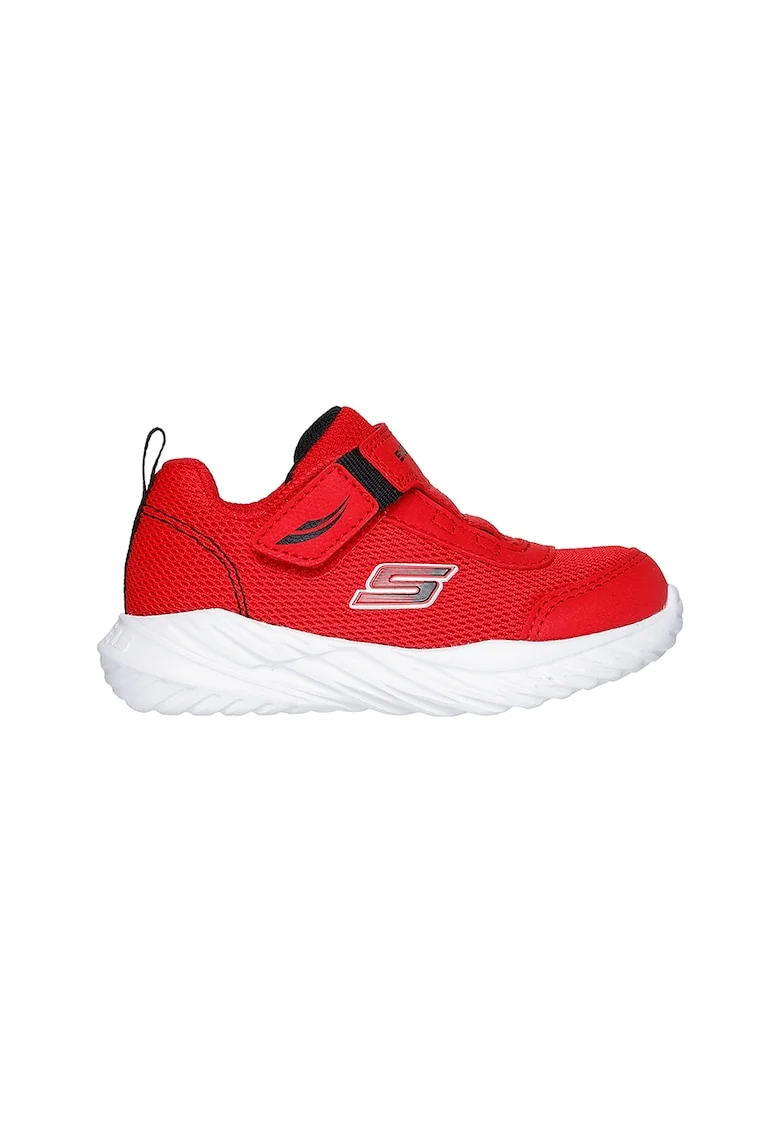 Pantofi sport cu inchidere velcro si garnituri din plasa, Rosu