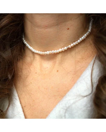 Colier Simple Pearls din perle de cultura si argint, 38 cm