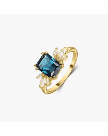 Inel din argint Golden Faerie - Topaz Blue London