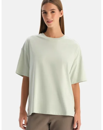 Tricou lejer cu maneci cazute, Verde pal
