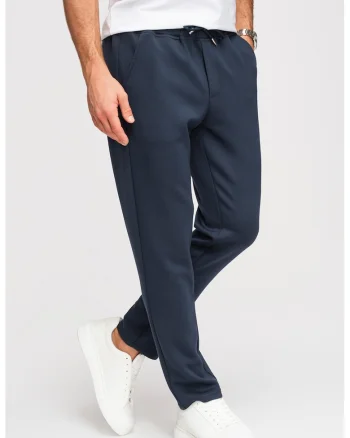 Pantaloni de trening chino regular fit cu snur, Bleumarin