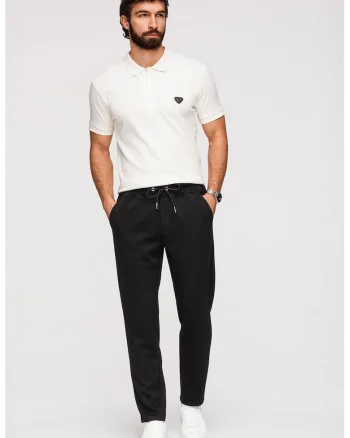 Pantaloni de trening chino regular fit cu snur, Negru