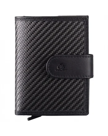 Portofel carduri unisex piele naturala negru 8 x 10 x 2.5 cm, Carbon Nappa,