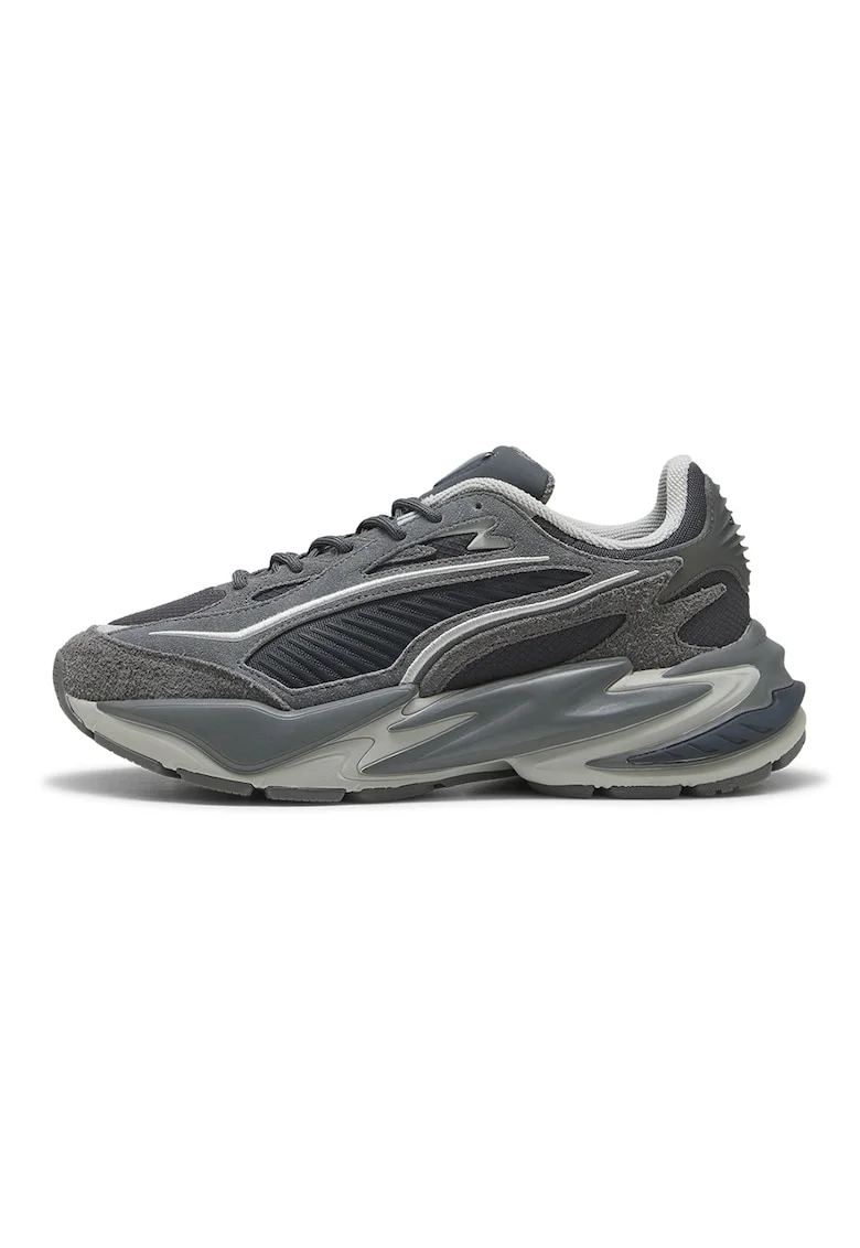 Pantofi sport Surge din material textil cu garnituri din piele intoarsa, Gri antracit