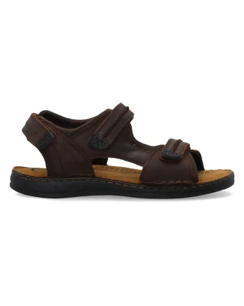 Sandale din piele uni cu velcro