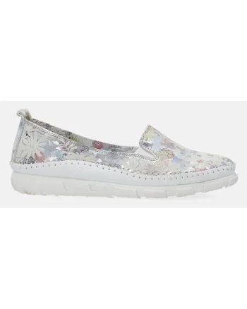Mocasini din piele nubuc cu model floral