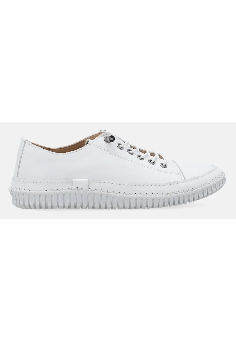 Pantofi sport din piele naturala cu profil jos si sireturi elastice