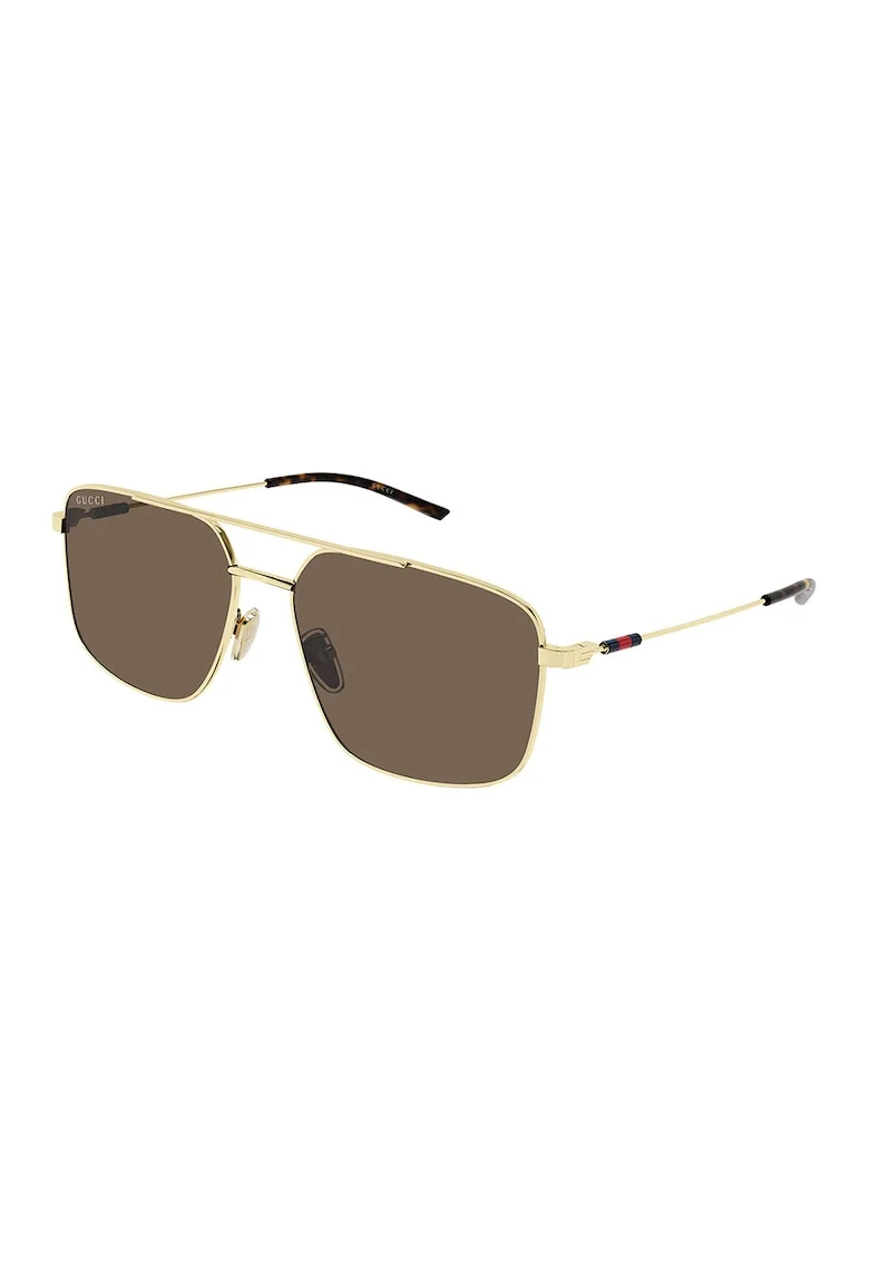 Ochelari de soare cu rama metalica, Auriu/Maro cognac