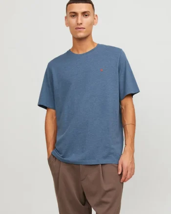 Tricou barbati JJEPAULOS TEE SS, Standard Fit, Albastru inchis