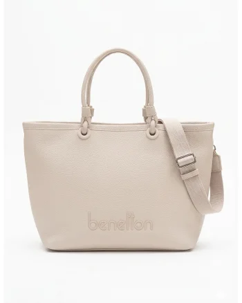Geanta shopper de piele ecologica, Bej
