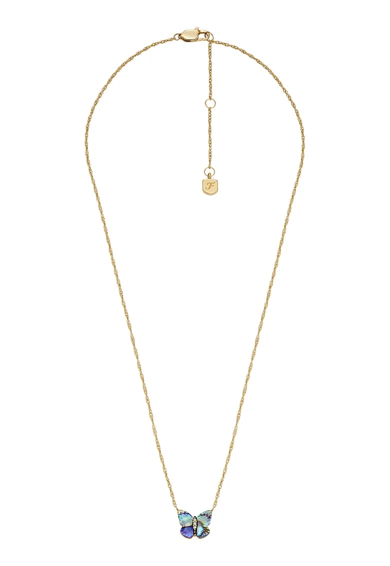 Colier cu pandativ fluture Mother Of Pearl, Auriu