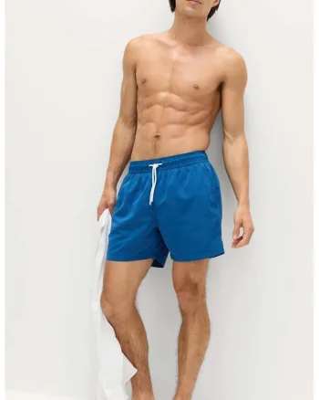 Pantaloni scurti de baie din material cu uscare rapida, Albastru inchis