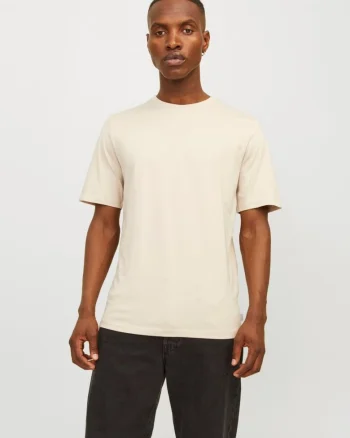 Tricou basic barbati, Noos, Regular fit, Crem,