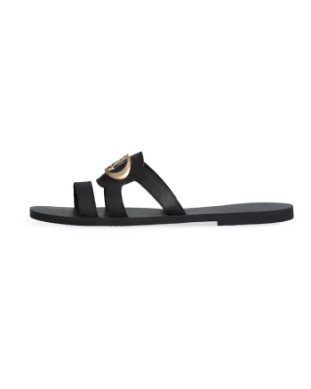 Papuci de piele peliculizata, Negru