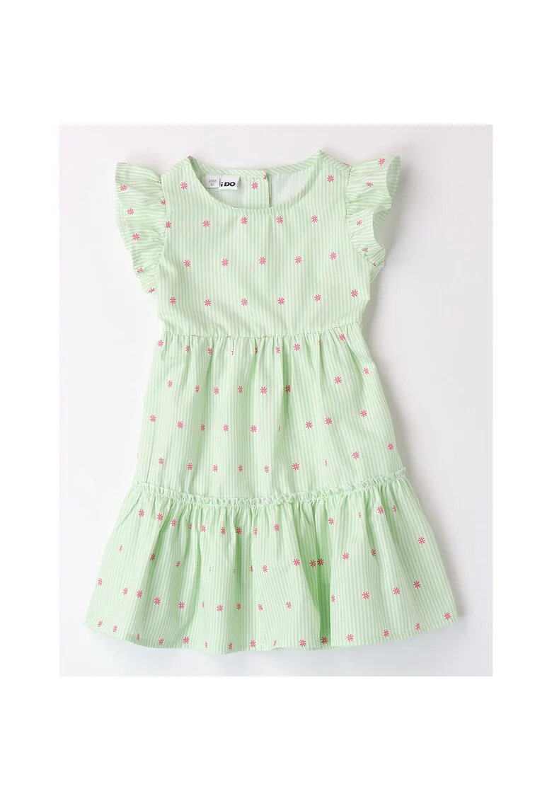 Rochie lejera cu imprimeu floral pentru fete, Alb, Rosu, Alb/Verde