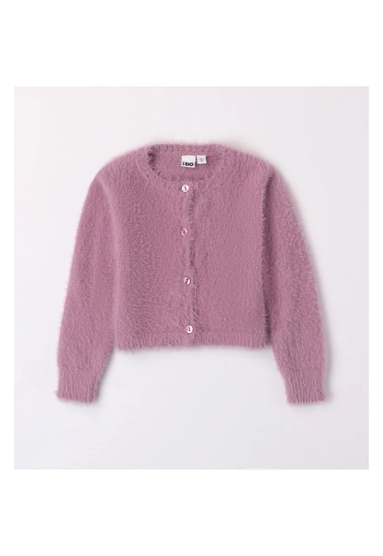 Cardigan pufos cu nasturi pentru fetite , I Do, 4.7546, Mov