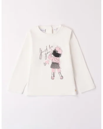 Bluza din bumbac cu imprimeu grafic, Alb/Negru/Roz pastel