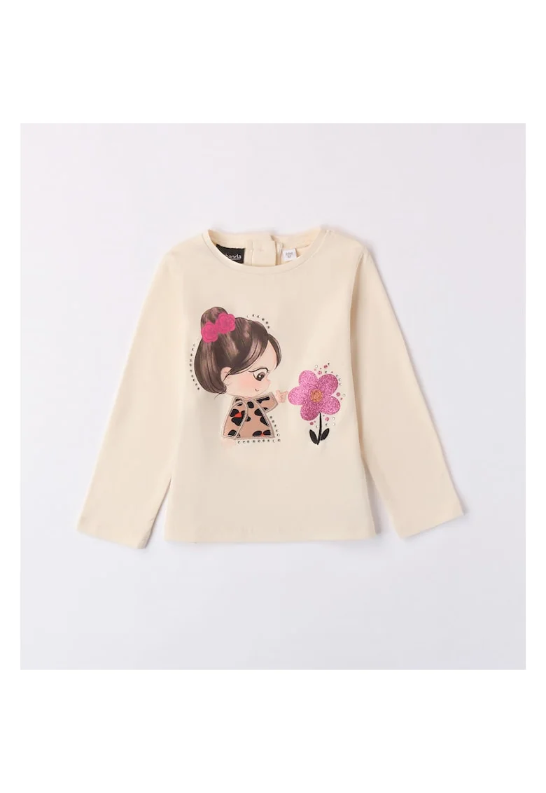 Bluza cu imprimeu pentru fetite,  0.7282, Bej, Fucsia/Bej