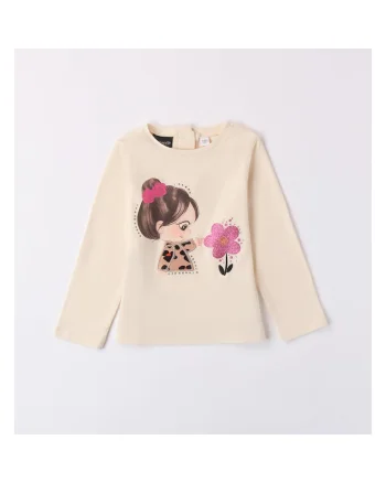 Bluza cu imprimeu pentru fetite,  0.7282, Bej, Fucsia/Bej