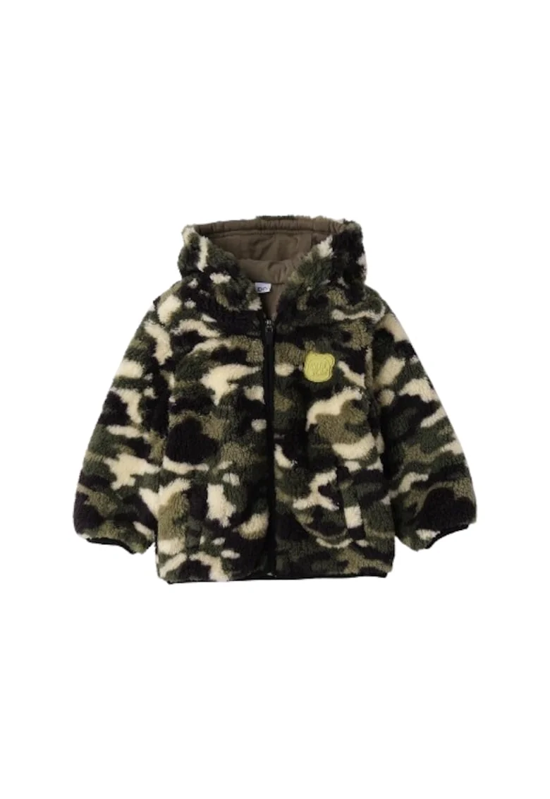 Hanorac iDO din Fleece Pufos Teddy cu Captuseala Bumbac si Camuflaj