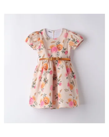 Rochie eleganta cu imprimeu floral pentru fete,  4.8320, Portocaliu