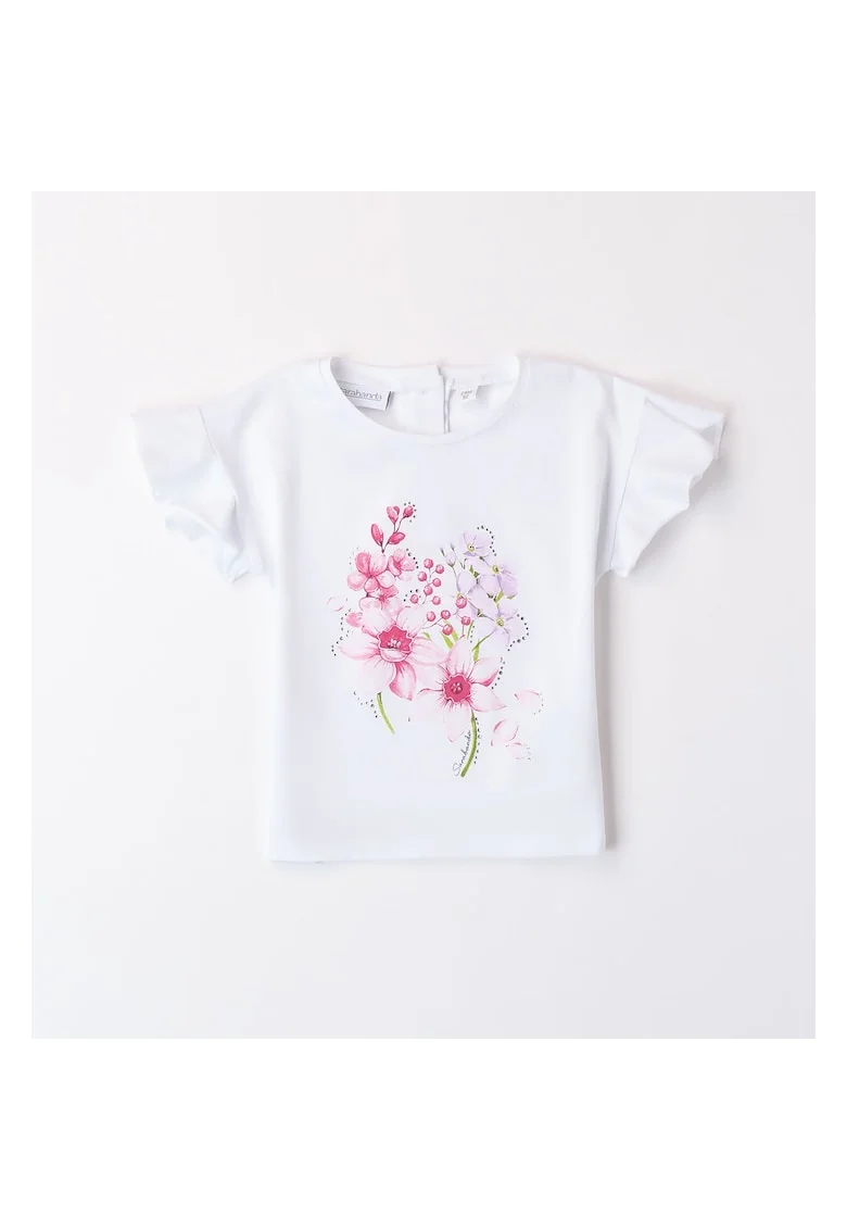 Tricou cu imprimeu floral pentru fete,, Alb/Roz
