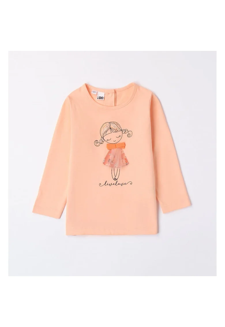 Bluza cu imprimeu pentru fetite,  4.7575, Portocaliu, Negru/Portocaliu/Argintiu