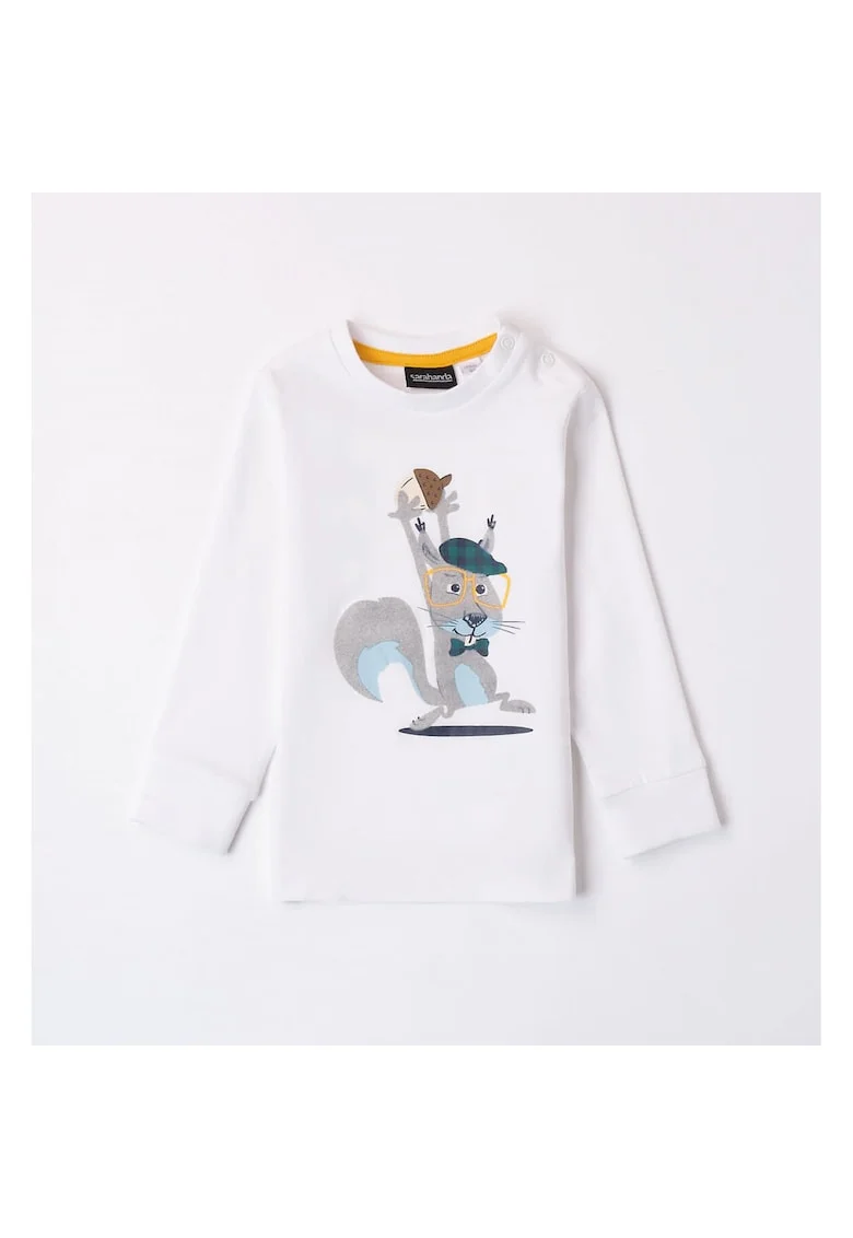Bluza cu imprimeu pentru baieti,  0.7141, Alb, Alb/Verde/Gri/Galben/Albastru deschis