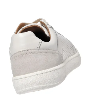 Pantofi sport de piele cu garnituri de piele intoarsa, Alb murdar