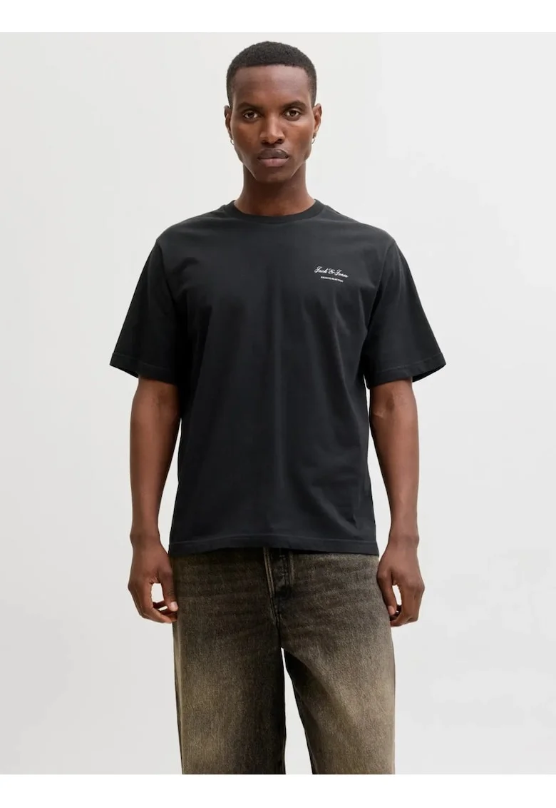 Tricou barbati, din bumbac, Relaxed Fit, JJEARCHIVE, Negru