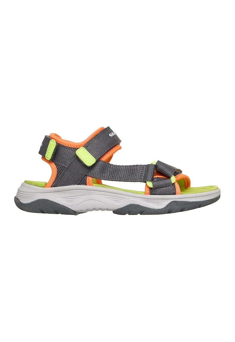 Sandale Tread Seeker wedge cu velcro, Portocaliu/Verde lime/Gri inchis