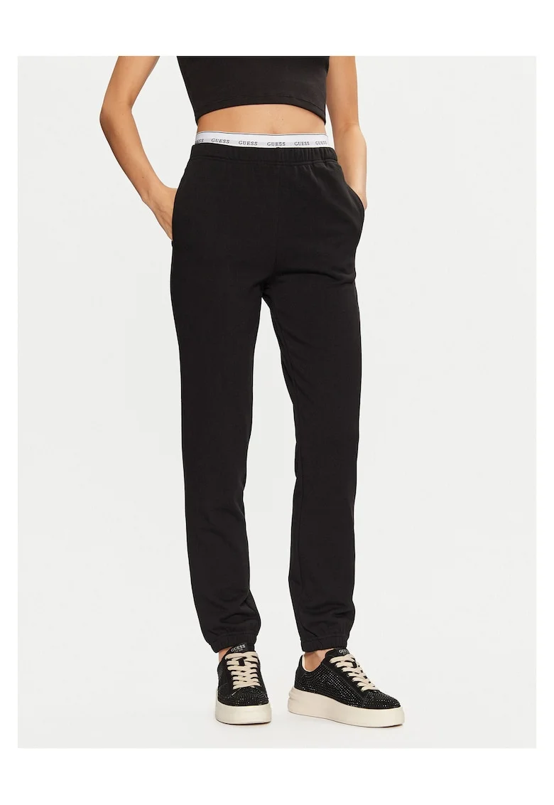 Pantaloni sport dama,  bumbac, negru, set 85% bumbac, 15% poliester