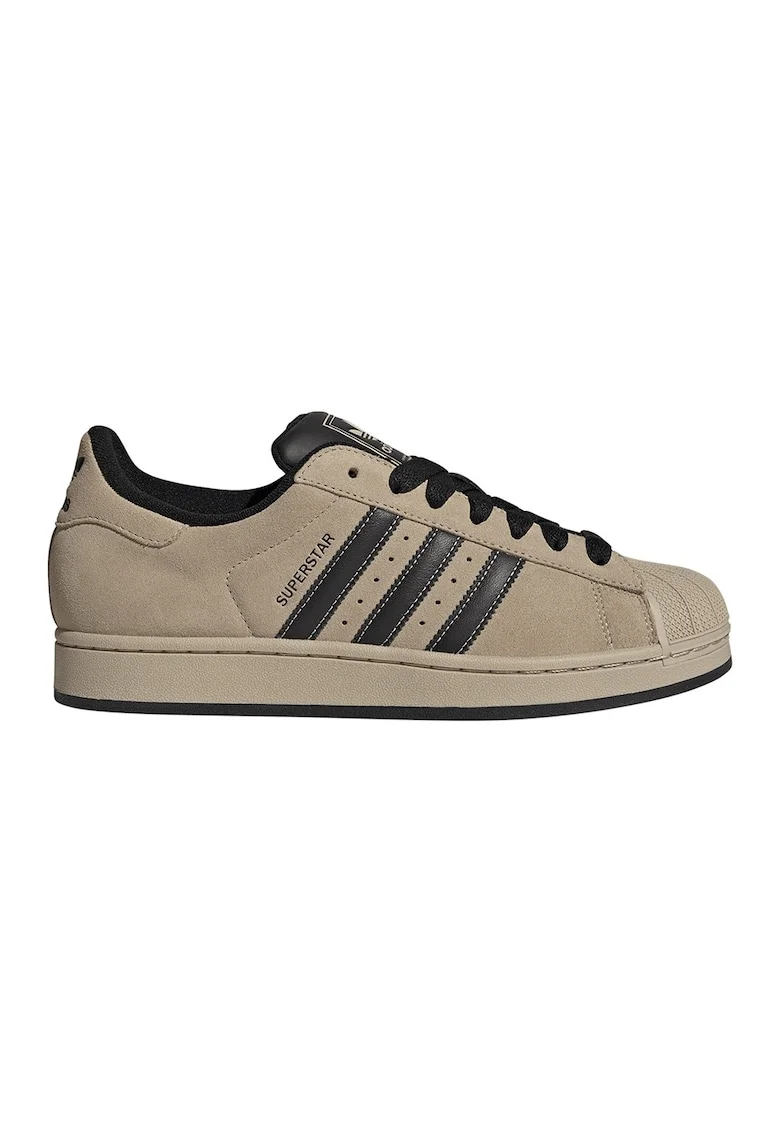 Pantofi sport Superstar II low-cut de piele intoarsa, Negru/Bej deschis