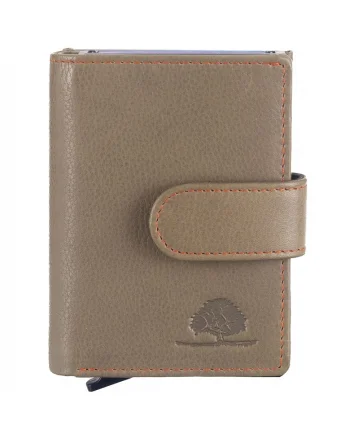 Portofel unisex piele naturala verde masliniu 8 x 10 x 2.5 cm, KINGS NAPPA,