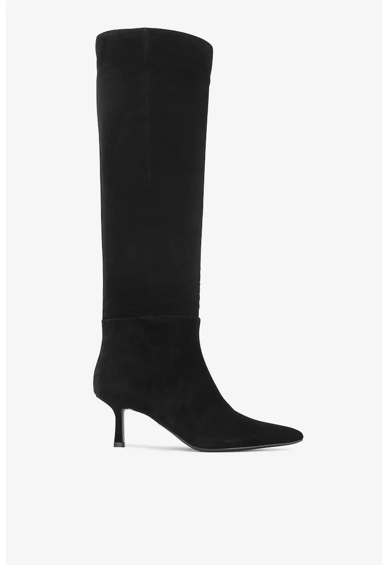 Cizme dama  5903419052323, Piele intoarsa, Negru, Negru
