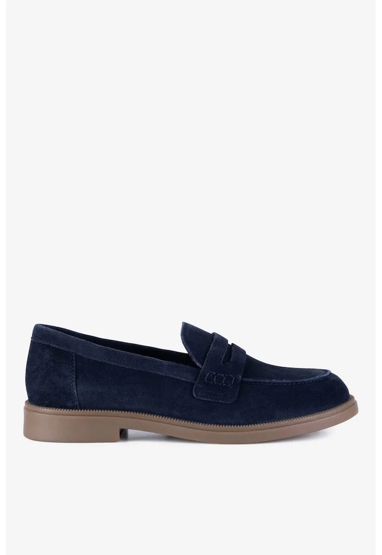 Mocasini dama  5903698048963, Piele intoarsa, Albastru, Albastru