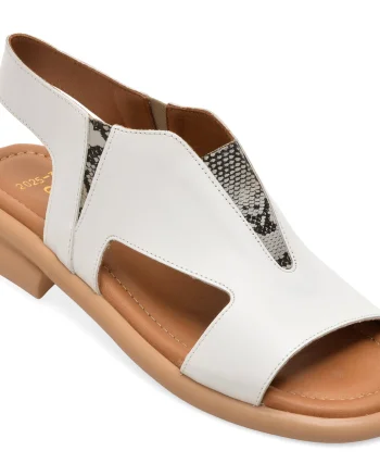 Sandale GOLD DEER albe, 22025, din piele naturala