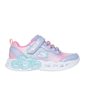 Pantofi sport Infinite Love cu talismane inima si LED-uri, Albastru prafuit/Roz pastel/Alb optic