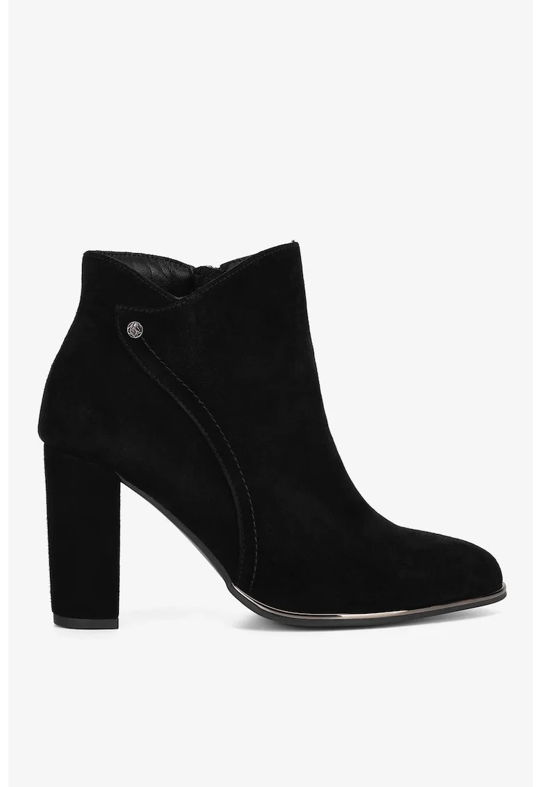 Ghete dama  5905588884859, Piele intoarsa, Negru, Negru